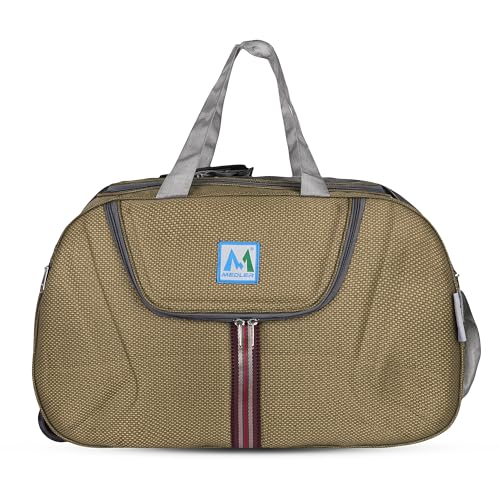 Image of M MEDLER Jerry Duffle Bag | Waterproof Strolley Duffle Bag | 2 Wheel Duffel Bag | Luggage Bag with Adjustable Strap (Beige)