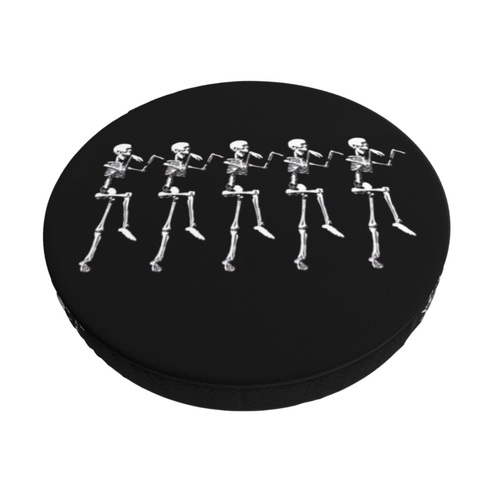 ACVnbm Halloween Posable Skeleton Skull Print Round Bar Chair Cushion Cover, Elastic Chair Protector For Kitchen Bar Dining