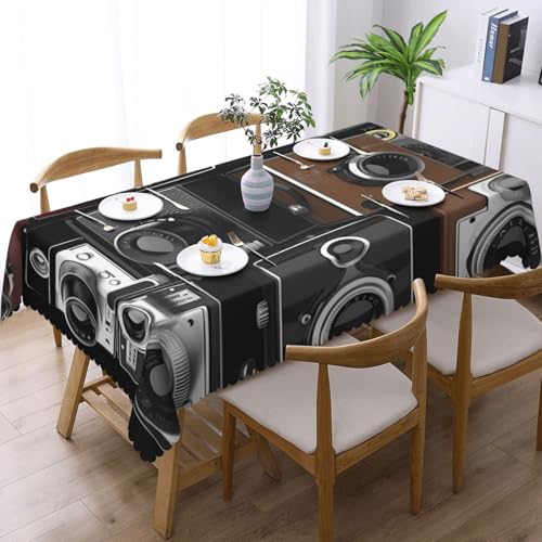 Nappe rectangulaire rétro cool imperméable en tissu lavable pour table 137x183 cm