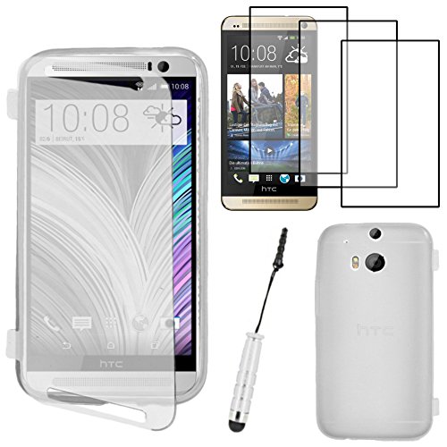 ebestStar - Coque Compatible avec HTC One M8 2014 Etui Housse Silicone Gel Portefeuille + Mini Stylet + 3 Films d'écran, Transparent [Appareil: 146.4 x 70.6 x 9.4mm,...