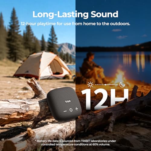 Tribit StormBox Micro 2 Portable Speaker: 90dB Loud Sound Deep Bass IP67 Waterproof Small Speaker Built-in Strap, 12H Playtime Long Battery 120ft for Outdoor Camping Biking (Black) view 2