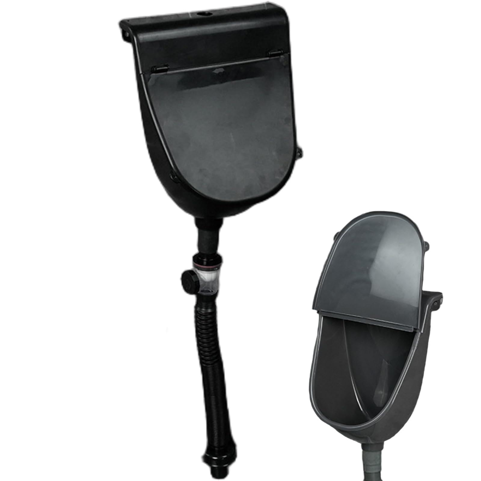 Urinoirs pour hommes, urinoir sans eau, urinoirs muraux en plastique anti-éclaboussures pour hommes avec couvercle et tuyau pour salle de bain, toilettes, maison, jardin, camping-car, gris, plastique