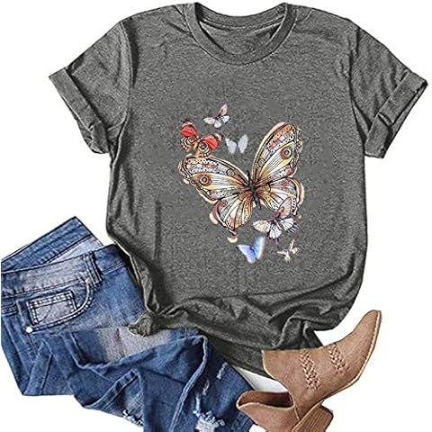 Women's Dandelion Butterfly Print T-Shirt Cover