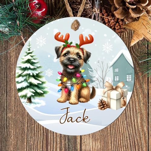 Personalised Terrier Dog Breed Christmas Tree Hanging Decoration - Fun Festive Dog Design Custom Name Keepsake Gift For Pet Owners (Border Terrier, MDF Wood - Indoor Use Only)