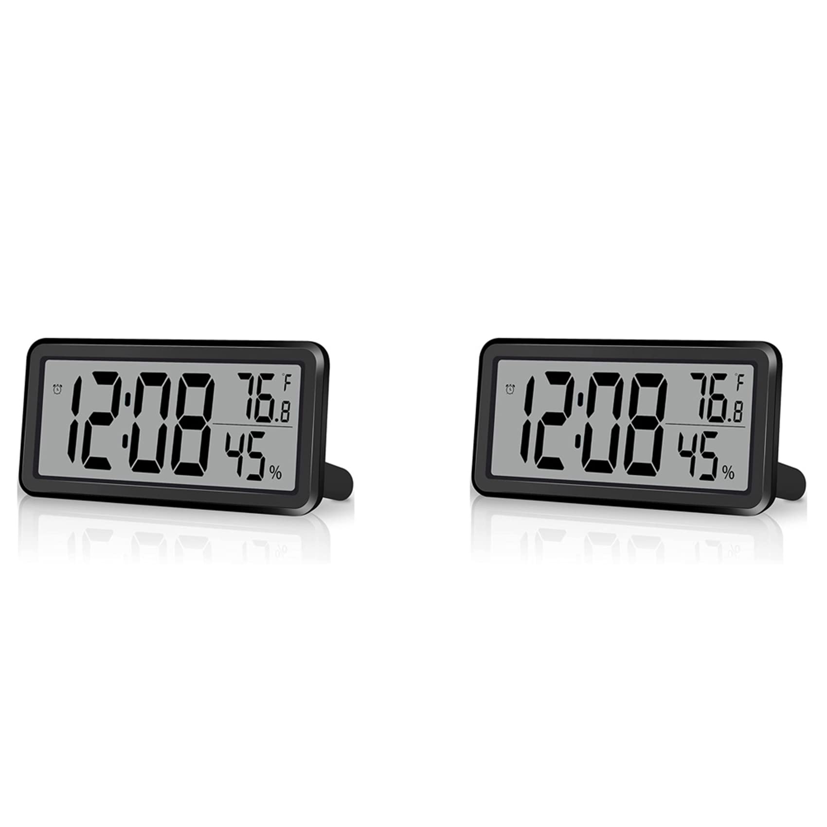 Hndhbfgrt 2X Digital Alarm Clock,Desk Clock,Battery Operated LCD Electronic Clock Decorations for Bedroom Kitchen - Black