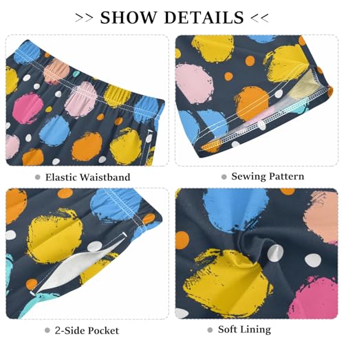 Polka Dots Black Color Short Pajama Pants Bottoms Soft Sleepwear with Pockets3