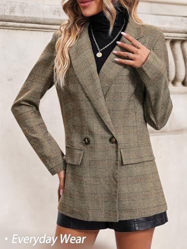 Mina Self 2025 Fall Women's Plaid Houndstooth Blazer Jacket - Fully Lined Business Casual Elegant Work Suit with Pockets4