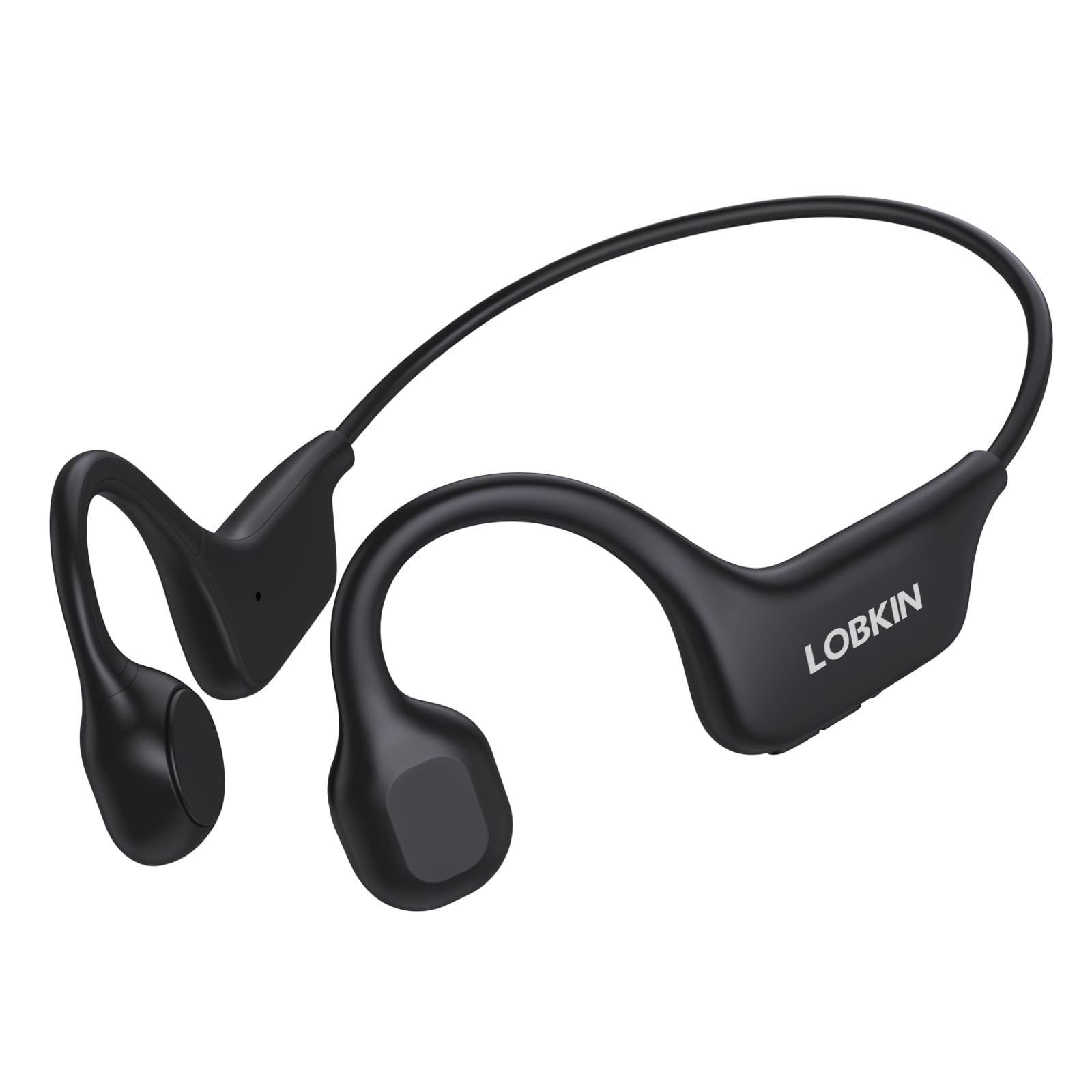 LOBKIN Auriculares Conduccion Osea, Open Ear Auriculares Deportivos Bluetooth 5.3, Cascos Oseos Inalambricos IPX5 Impermeables para Fitness, Correr, Conducir (Negro)