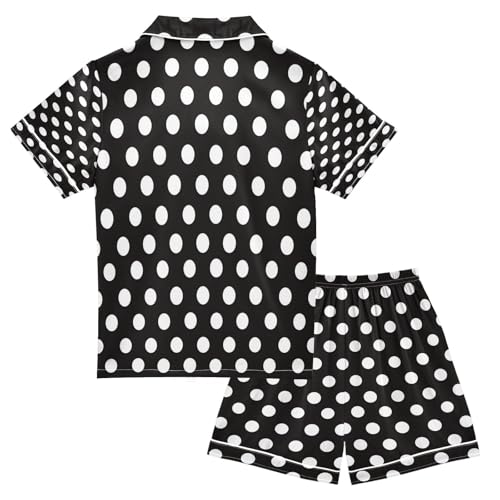 ALAZA Funny Polka Dot Satin Pajamas Set Short Sleeve Button Down Sleepwear Summer Pjs 2 Piece2