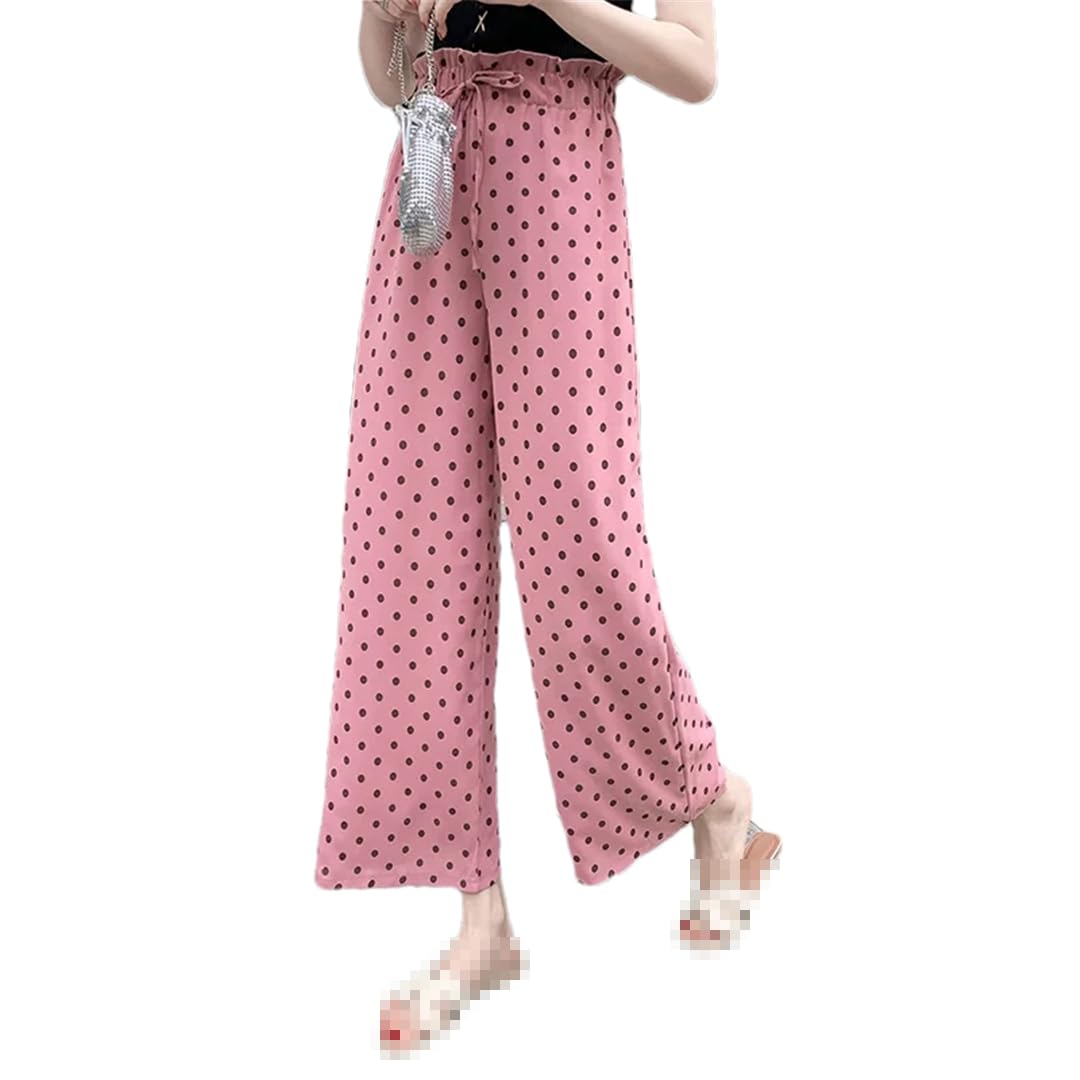 High Waist Wave Dot Pants Women Summer Loose Straight Casual Nine-Point Wide-Leg Pants
