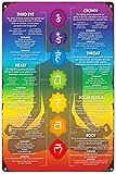 Retro Chakra Chart Poster 7 Chakras Modern Crystals & Chakra Yoga Spiritual Artwork Energy Healing Meditation Art Yoga Poster for Garage Yard Home Outdoor 8x12 Inch