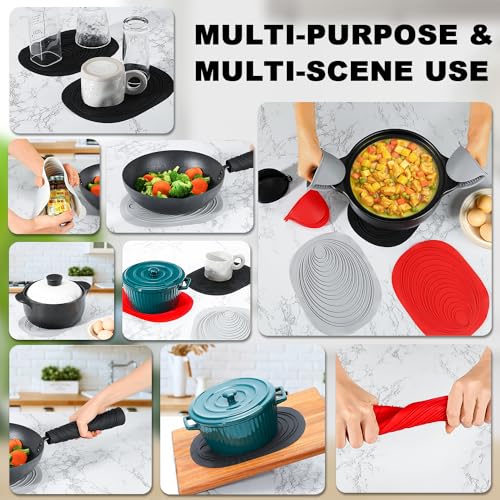 6pcs Silicone Oven Mitts, Thicken Mini Oven Mitts Silicone with Pot Holders Set Heat Resistant 500F, Waterproof, Cotton Lined Oven Gloves BPA-Free, Oven Mits Set for Cooking Baking Kitchen Mittens - Thumbnail 2