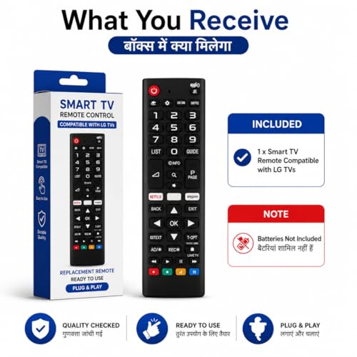 Image of Replacement Remote Compatible with LG Smart TV | Universal Remote for LG LED OLED WebOS TVs (32 /43 /50 /55 Inch) with Hotkeys Netflx, Amazn | No Setup Required