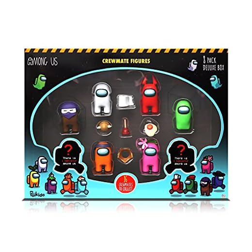 Among Us Crewmate Figures - Paquete de 8 cajas de lujo, mercancía oficial, figura coleccionable perfecta, regalo para fanáticos del juego (rosa)