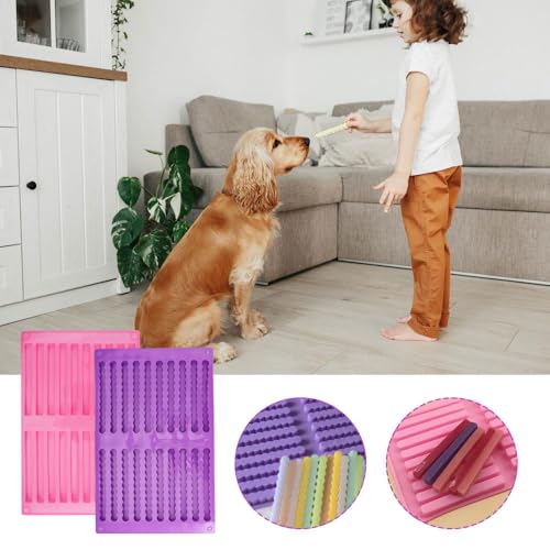 2 Stück Silikonform Hundeleckerli (26x17 cm), 20 Streifen Hunde Backmatte, Wiederverwendbar Riegel Silikonform, Silikon Backmatte Hundekekse für Diy Hunde-Snack-Sticks, Hundekeks-Kausticks