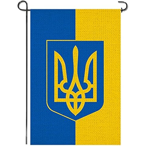 Shmbada Ukraine Burlap Garden Flag Double Sided Vertical Ukrainian Outside Decorative Small Flags for Yard Lawn Farmhouse, 12 x 18 Inch Cover