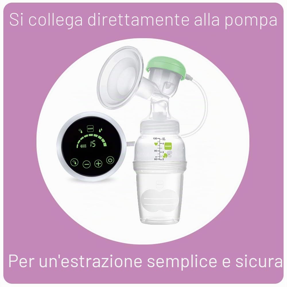 MAM Tiralatte elettrico singolo 2 in 1, flessibile, elettrico e manuale, tiralatte in silicone, verde (i disegni possono variare)