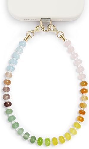 Miniatura 1 de Dije de piedra natural para teléfono, correa de muñeca de teléfono curativa con cuentas, cordón de cadena para teléfono celular hecho a mano con