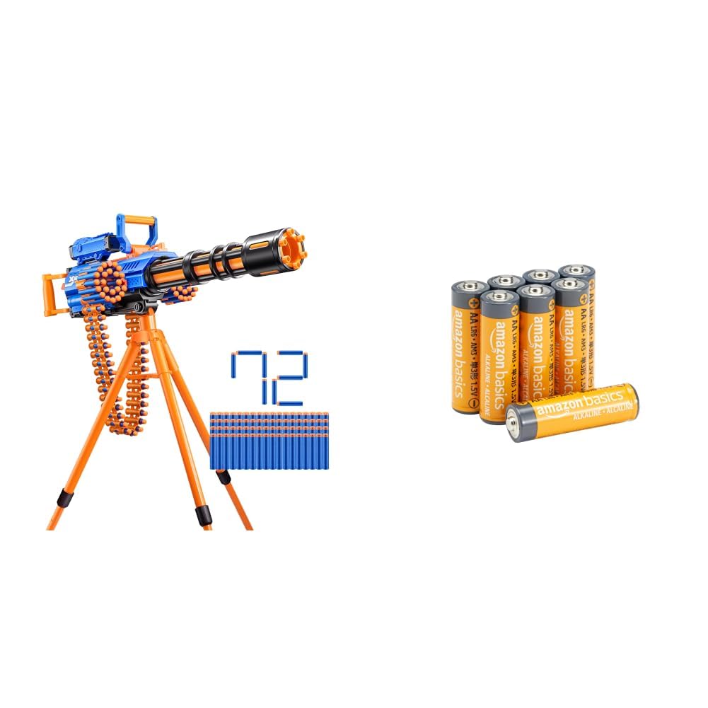 X-Shot Insanity Motorized Rage Fire da ZURU con 72 Dardi, Freccette con tecnologia Air Pocket e custodia per freccette + Amazon basics confezione da 8 AA