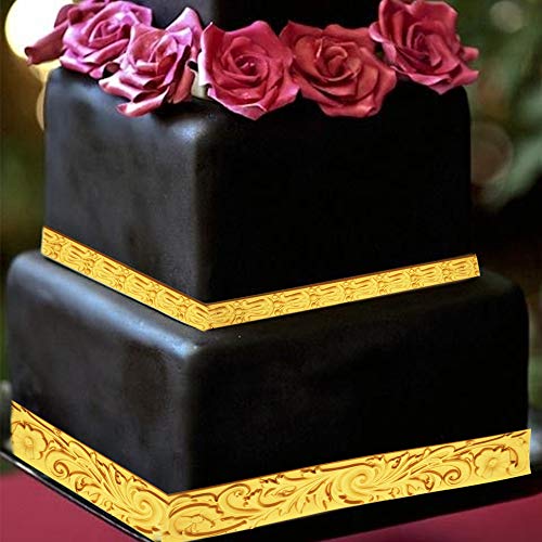 Palksky DIY Baroque Scroll Relief Cake Border Silicone Mold/Vintage Curlicues Fondant Molds for Birthday Candy Chocolate Sugarcraft Decorating Tool
