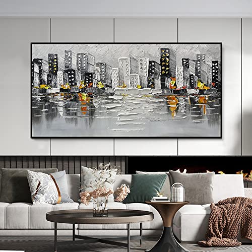Peinture à l'huile peinte à la main grand format toile feuille d'or