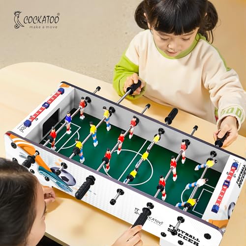Image of Cockatoo Indoor Soccer Game for Boys & Girls, Foosball Big Table with 6 Rod Cap, 6 Handles and 18 Players, 2 Ball, 2 Scorer, 2 Goal Box, Wooden Size: 50 * 37 * 15.5cm -Blue & White