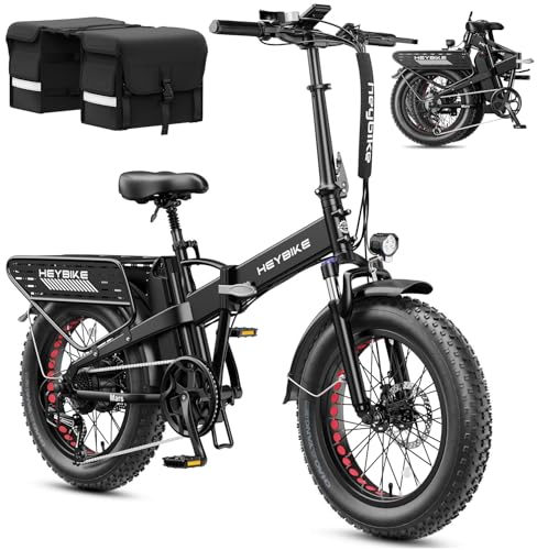 Heybike Mars 2.0 Foldable Electric Bike 32MPH, UL2849 Certified, 1800W Peak Motor Ebike with 100N.M Torque, 70+Miles Long Range with 624WH Removable Battery, 20*4'' Fat Tire for Snow, Full Suspension