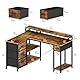 YITAHOME L Form Schreibtisch mit USB-Ladebuchse und Steckdose, Eckschreibtisch, wendbar, mit 4 Schubladen und Ablage, 140 x 100 cm, Computertisch, Braun