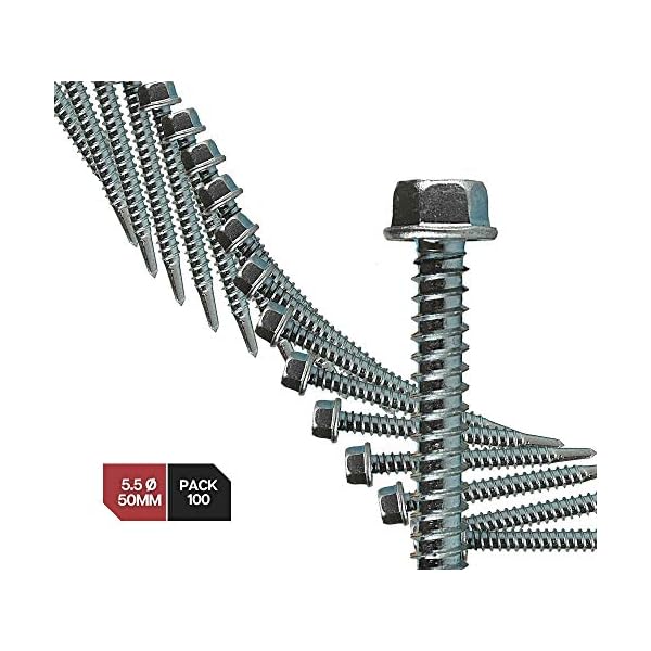 DOJA Industrial | Sechskant Bohrschrauben | 5,5 x 50 | PACK 100 | Trapezblech Selbstschneidende Schrauben… – Bild 5