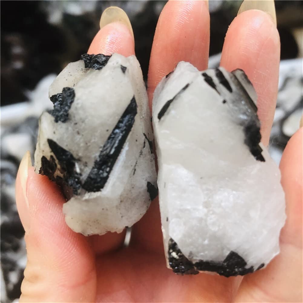 Naturalny czarny turmalin kryształ naturalny kwarc surowe kryształy okaz kamienny kamień dekoracja wnętrz kamienie kolekcje domowe (rozmiar: 40-50g)
