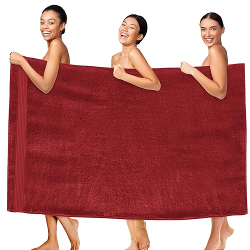 Elegant Comfort Premium Super Soft Highly Absorbent 1 Piece Oversized Bath Sheet - 40" x 80" inch, Luxurious Hotel Spa Quality 100% Turkish Cotton Extra Large Bath Towels for Adults, Burgundy