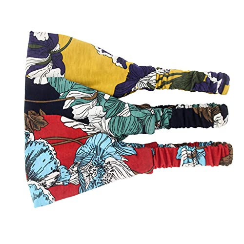 Carede Boho Bandana Headbands For Women Elastic Wide Yoga Headbands Outdoor Floral Print Sports Headbands Non Slip Fashion Hair Bands,Pack Of 6 #TOP2