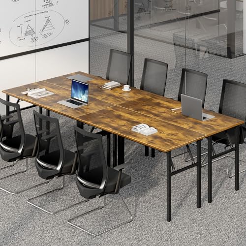 Image of Need Office Computer Desk 60 Inch Sturdy Folding Laptop Table Retro | Black Frame Writing Gaming Work Table /Foldable Home Office Desk /Sewing Table, No Assembly Required