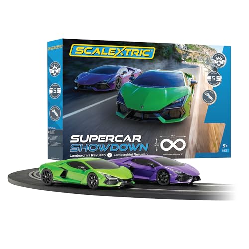Kit de course électrique Scalextric C1457M avec piste de voiture et deux Lamborghini