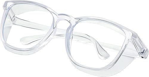 konqkin Gafas de seguridad para enfermeras, gafas protectoras  Antivaho marco cuadrado elegante gafas transparentes para mujeres y hombres