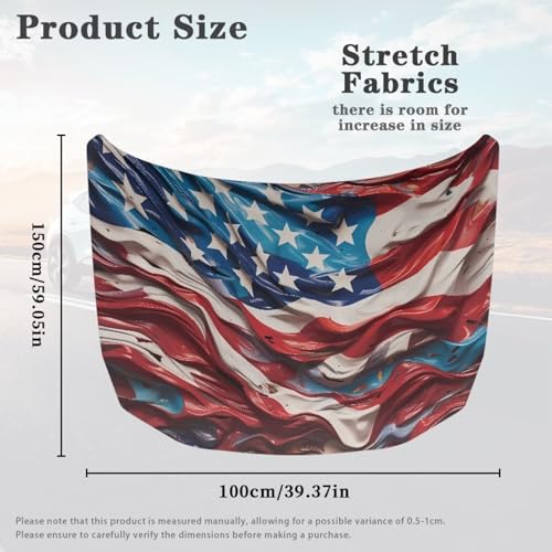 Image of American Flag Print Car Hood Flag Cover - 59x39 in Car Hood Cover for Car Decor,Car Hood Cover Protector for Auto Car Truck Van SUV, Car Accessories