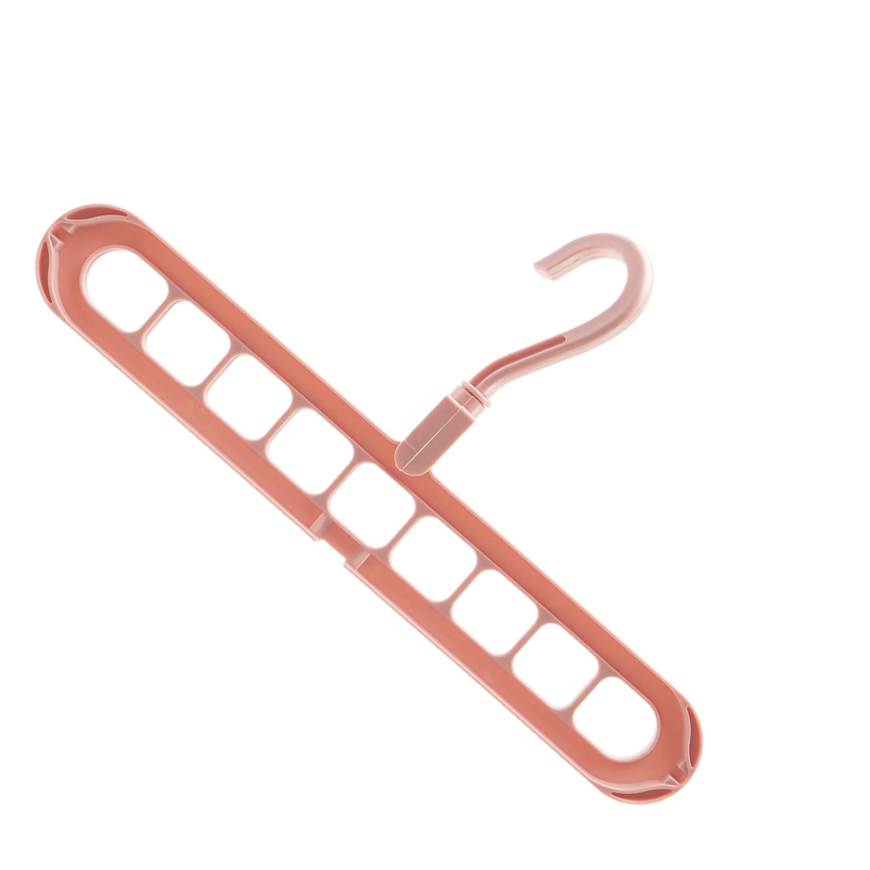 Bloepum Magic Hangers Organizer,Rotate Anti Skid Hanger,Space Saving Hangers,Foldable Closet Storage Coat Hangers,Pack of 5 Standard Hangers with 9 Holes,Sturdy Plastic Pink