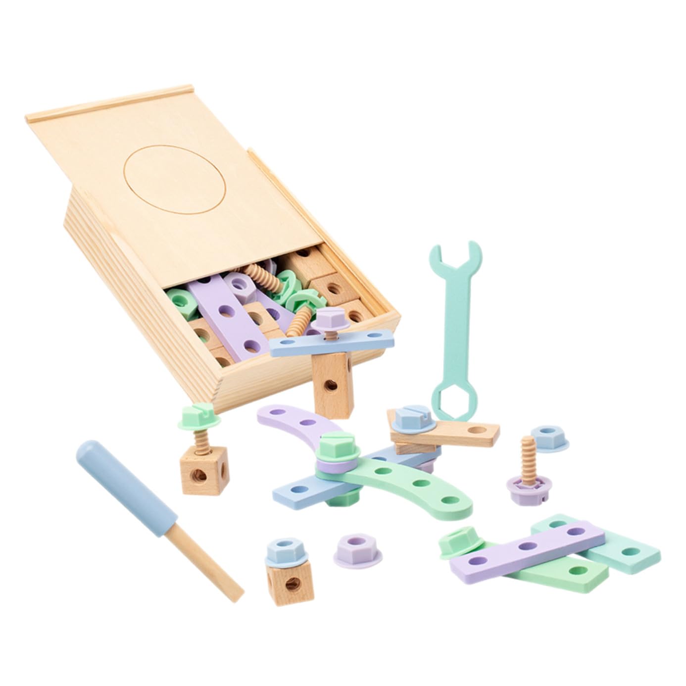 ifundom Set di Costruzioni in Legno per Ragazzo Ragazza Valigetta Attrezzi Educativa e Sicura, Festa Scuola Decor per Sviluppare Capacità Pratiche e Gioco Creativo