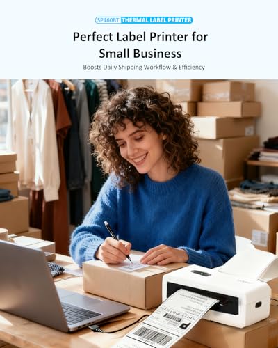Image of iDPRT Bluetooth Thermal Shipping Label Printer, Wireless 4x6 Shipping Label Printer, Compatible with Android, iPhone, Windows & Mac, Widely Used for, Amazon, Shopify, Etsy, USPS, SP460BT