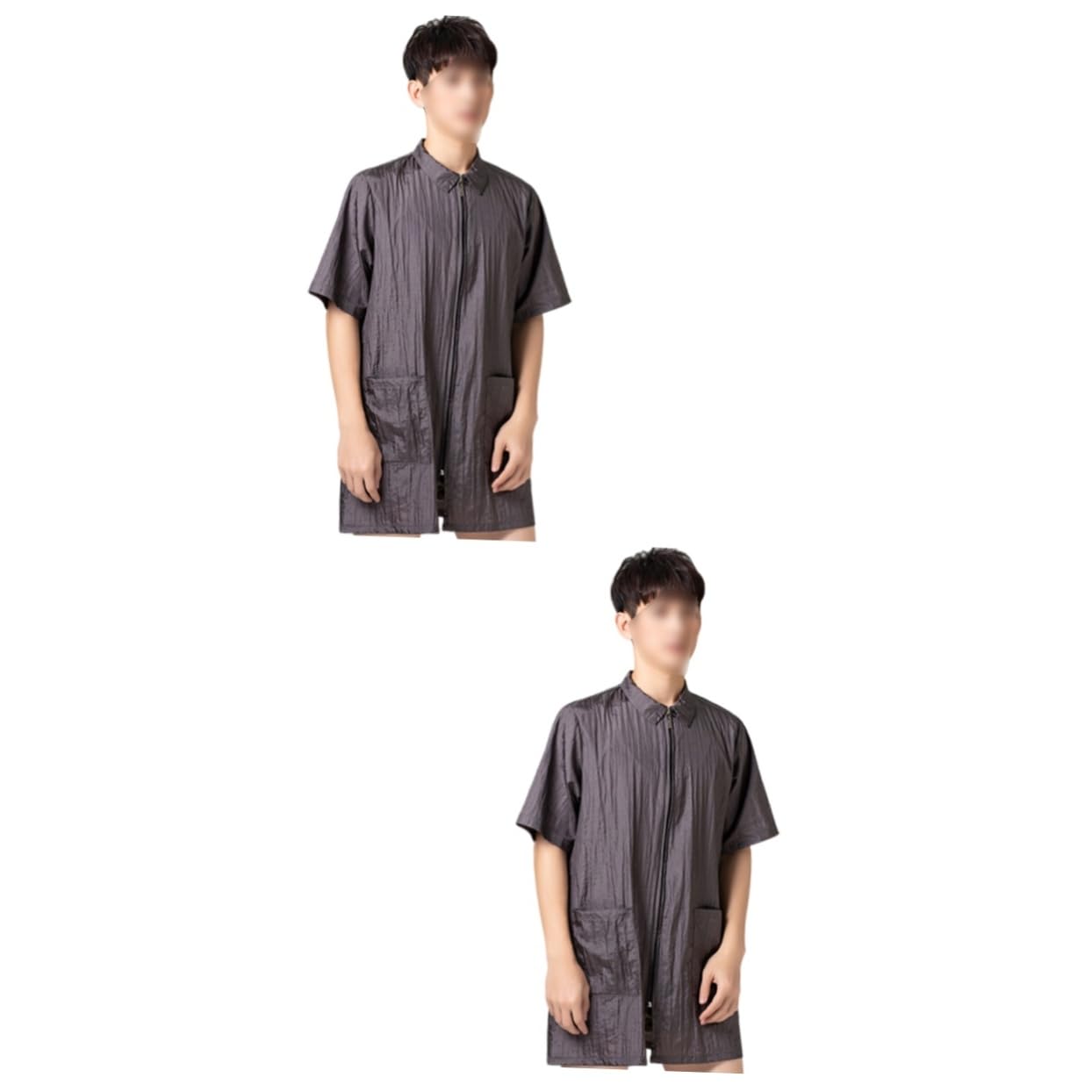 FRCOLOR Ensemble de 2 Vêtements de Travail à Manches Courtes pour Homme Et Femme Gris avec Capillaire