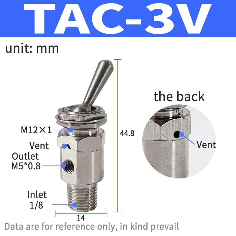 Air Pneumatic Mechanical Valve 2 Position 5 Way Toggle Button Switch TAC2-41V 31V 41P 31P 41PP TAC-4V 4P 3P 3V TV-3S(Color:TAC-3V)