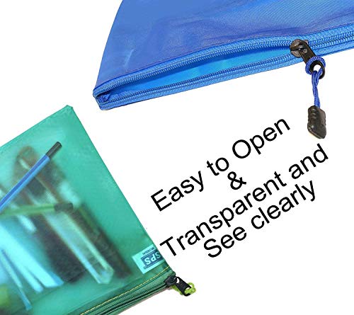 Image of TULMAN 5 Pieces B5 Size Transparent Waterproof Travel Storage Pouch Organizer Mesh Bag with Zipper for Cosmetic Jewelry Makeup Pen Pencil Case (Color May Vary), Multicolor