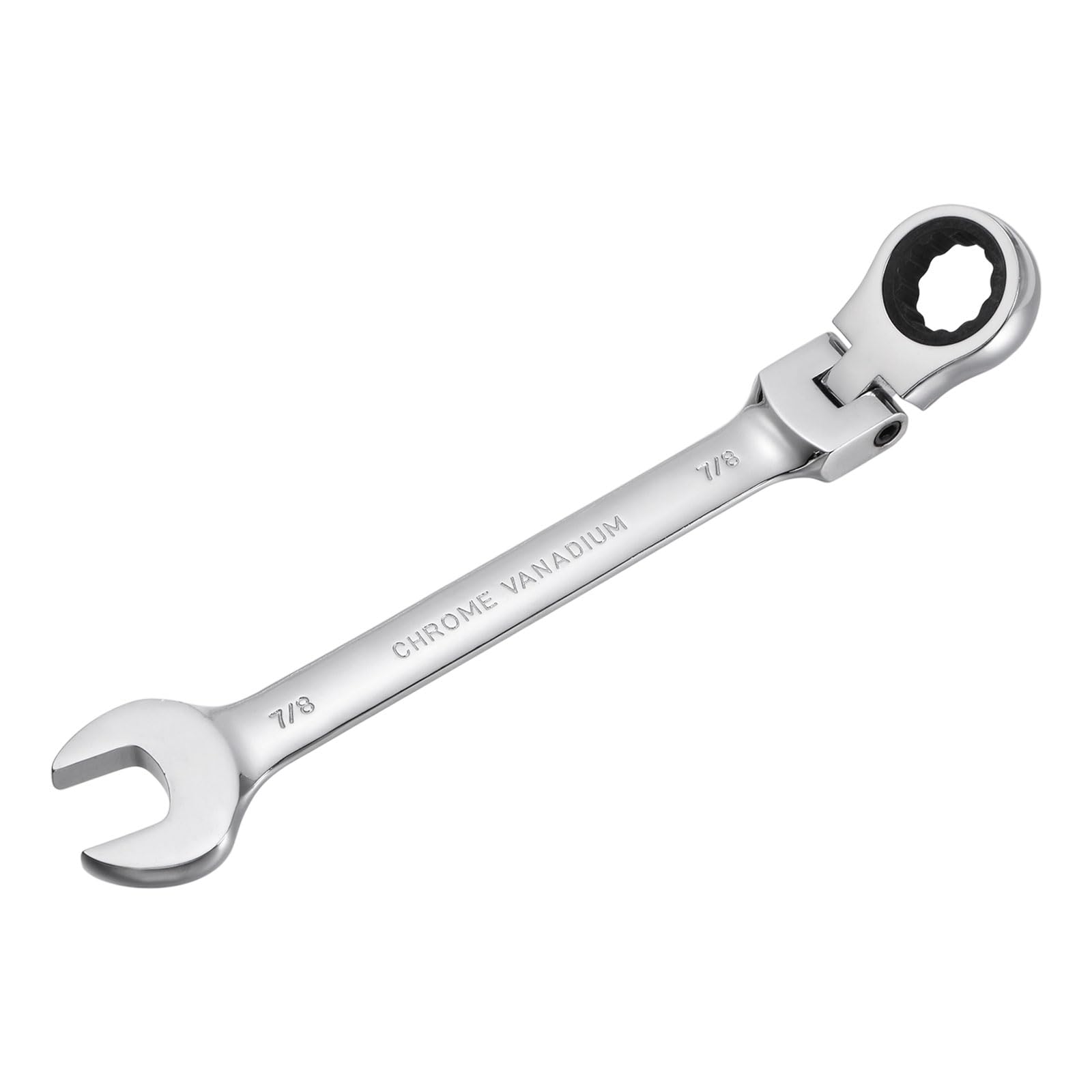 uxcell 7/8 Inch Flex-Head Ratcheting Combination Wrench SAE 72 Teeth 12 Point Ratchet Box Ended Spanner Tools, Cr-V