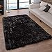 Paco Home Tapis Fausse Fourrure Coussin Coeur Rond Différentes Formes, Noir, Dimension:60x100 cm