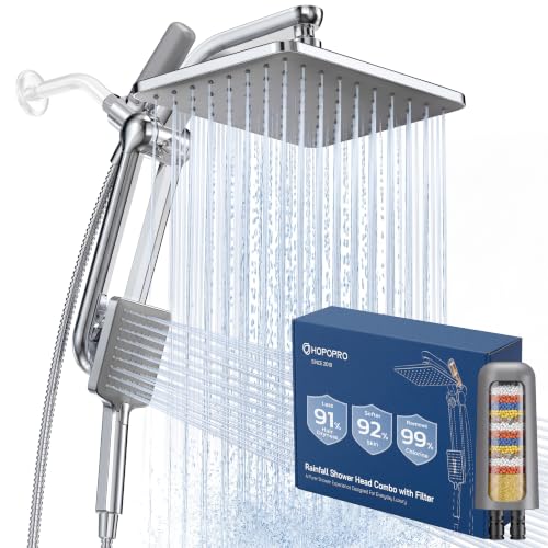 HOPOPRO High Pressure Filtered Shower Head with Handheld Combo, Chrome