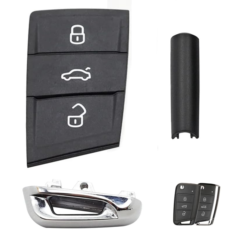 Coques de clé de Voiture en Caoutchouc pour VW Golf 7 4 5 Polo MK7 T1guan Passat Skoda Octavia A7 Seat Ateca Leon Ibiza 3 Boutons Réparation de Coque (Pad +...