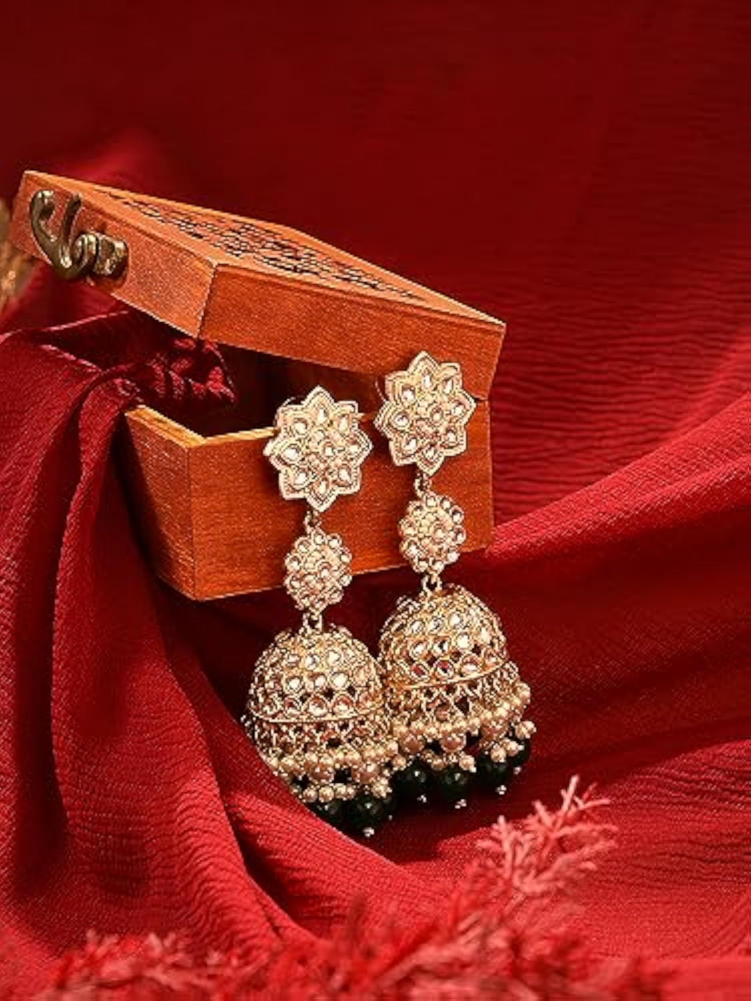 Cluster Beads & Kundan Jhumki Earring - ZPFK16208