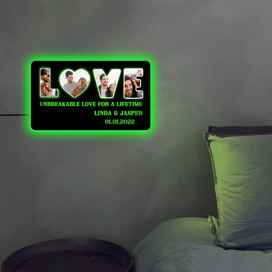 Lampada Da Parete A Led Personalizzata Con Foto, Simbolo Infinito E Nomi - Regalo Romantico Per Coppie - 6
