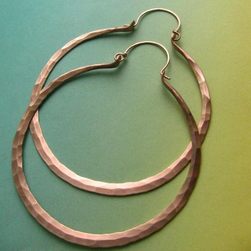 Vintage Extra Large Copper Hoop Earrings Hammered Mega Hoops Boho Hoop Jewelry