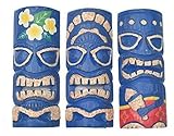  Interlifestyle 3 Tiki Maschere 30cm Im Hawaii Stile Set di 3 Maschera in Legno Maschera da Parete Mare Del Sud
